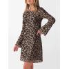 imageCaracilia Women Bell Long Sleeve Mini Dresses Fall 2025 Mesh Boat Neck Print Going Out Bodycon Wedding Guest Vacation OutfitsLeopard Print
