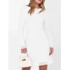 imageCaracilia Women Bell Long Sleeve Mini Dresses Fall 2025 Mesh Boat Neck Print Going Out Bodycon Wedding Guest Vacation OutfitsWhite