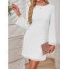 imageCaracilia Women Bell Long Sleeve Mini Dresses Fall 2025 Mesh Boat Neck Print Going Out Bodycon Wedding Guest Vacation OutfitsWhite