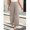 imageCaracilia Women Wide Leg Palazzo Pants 2025 Summer Casual High Waist Flowy Loose Boho Beach Vacation Lantern PantsAlmond