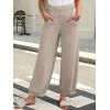 imageCaracilia Women Wide Leg Palazzo Pants 2025 Summer Casual High Waist Flowy Loose Boho Beach Vacation Lantern PantsAlmond