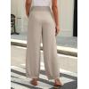 imageCaracilia Women Wide Leg Palazzo Pants 2025 Summer Casual High Waist Flowy Loose Boho Beach Vacation Lantern PantsAlmond