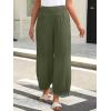 imageCaracilia Women Wide Leg Palazzo Pants 2025 Summer Casual High Waist Flowy Loose Boho Beach Vacation Lantern PantsArmy Green