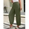 imageCaracilia Women Wide Leg Palazzo Pants 2025 Summer Casual High Waist Flowy Loose Boho Beach Vacation Lantern PantsArmy Green