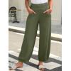 imageCaracilia Women Wide Leg Palazzo Pants 2025 Summer Casual High Waist Flowy Loose Boho Beach Vacation Lantern PantsArmy Green