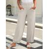 imageCaracilia Women Wide Leg Palazzo Pants 2025 Summer Casual High Waist Flowy Loose Boho Beach Vacation Lantern PantsBeige