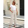 imageCaracilia Women Wide Leg Palazzo Pants 2025 Summer Casual High Waist Flowy Loose Boho Beach Vacation Lantern PantsBeige
