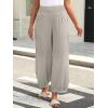 imageCaracilia Women Wide Leg Palazzo Pants 2025 Summer Casual High Waist Flowy Loose Boho Beach Vacation Lantern PantsBeige