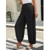imageCaracilia Women Wide Leg Palazzo Pants 2025 Summer Casual High Waist Flowy Loose Boho Beach Vacation Lantern PantsBlack