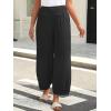 imageCaracilia Women Wide Leg Palazzo Pants 2025 Summer Casual High Waist Flowy Loose Boho Beach Vacation Lantern PantsBlack