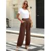 imageCaracilia Women Wide Leg Palazzo Pants 2025 Summer Casual High Waist Flowy Loose Boho Beach Vacation Lantern PantsBrown