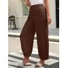 imageCaracilia Women Wide Leg Palazzo Pants 2025 Summer Casual High Waist Flowy Loose Boho Beach Vacation Lantern PantsBrown