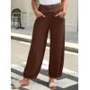 imageCaracilia Women Wide Leg Palazzo Pants 2025 Summer Casual High Waist Flowy Loose Boho Beach Vacation Lantern PantsBrown