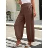imageCaracilia Women Wide Leg Palazzo Pants 2025 Summer Casual High Waist Flowy Loose Boho Beach Vacation Lantern PantsCoffee