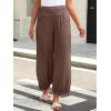 imageCaracilia Women Wide Leg Palazzo Pants 2025 Summer Casual High Waist Flowy Loose Boho Beach Vacation Lantern PantsCoffee