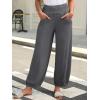 imageCaracilia Women Wide Leg Palazzo Pants 2025 Summer Casual High Waist Flowy Loose Boho Beach Vacation Lantern PantsDark Gray