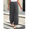 imageCaracilia Women Wide Leg Palazzo Pants 2025 Summer Casual High Waist Flowy Loose Boho Beach Vacation Lantern PantsDark Gray