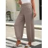 imageCaracilia Women Wide Leg Palazzo Pants 2025 Summer Casual High Waist Flowy Loose Boho Beach Vacation Lantern PantsLight Brown