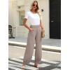 imageCaracilia Women Wide Leg Palazzo Pants 2025 Summer Casual High Waist Flowy Loose Boho Beach Vacation Lantern PantsLight Brown