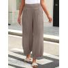 imageCaracilia Women Wide Leg Palazzo Pants 2025 Summer Casual High Waist Flowy Loose Boho Beach Vacation Lantern PantsLight Brown