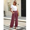 imageCaracilia Women Wide Leg Palazzo Pants 2025 Summer Casual High Waist Flowy Loose Boho Beach Vacation Lantern PantsMaroon
