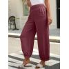imageCaracilia Women Wide Leg Palazzo Pants 2025 Summer Casual High Waist Flowy Loose Boho Beach Vacation Lantern PantsMaroon