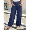 imageCaracilia Women Wide Leg Palazzo Pants 2025 Summer Casual High Waist Flowy Loose Boho Beach Vacation Lantern PantsNavy Blue