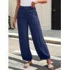 imageCaracilia Women Wide Leg Palazzo Pants 2025 Summer Casual High Waist Flowy Loose Boho Beach Vacation Lantern PantsNavy Blue