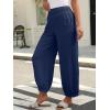 imageCaracilia Women Wide Leg Palazzo Pants 2025 Summer Casual High Waist Flowy Loose Boho Beach Vacation Lantern PantsNavy Blue