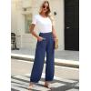 imageCaracilia Women Wide Leg Palazzo Pants 2025 Summer Casual High Waist Flowy Loose Boho Beach Vacation Lantern PantsNavy Blue