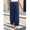 imageCaracilia Women Wide Leg Palazzo Pants 2025 Summer Casual High Waist Flowy Loose Boho Beach Vacation Lantern PantsNavy Blue