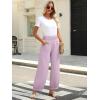 imageCaracilia Women Wide Leg Palazzo Pants 2025 Summer Casual High Waist Flowy Loose Boho Beach Vacation Lantern PantsPink