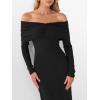 imageCaracilia Womens Off The Shoulder Bodycon Maxi Dress Fall Sexy Elegant Long Sleeve Ruched Club Party Formal Cocktail DressesBlack