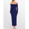 imageCaracilia Womens Off The Shoulder Bodycon Maxi Dress Fall Sexy Elegant Long Sleeve Ruched Club Party Formal Cocktail DressesNavy Bule