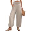 imageCaracilia Women Wide Leg Palazzo Pants 2025 Summer Casual High Waist Flowy Loose Boho Beach Vacation Lantern PantsAlmond