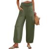 imageCaracilia Women Wide Leg Palazzo Pants 2025 Summer Casual High Waist Flowy Loose Boho Beach Vacation Lantern PantsArmy Green