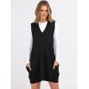 imageCaracilia Womens Sweater Vest Dress Wool Blend V Neck Sleeveless Loose Fit Casual 2025 Fall Short Tank Dresses with PocketsBlack