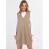 imageCaracilia Womens Sweater Vest Dress Wool Blend V Neck Sleeveless Loose Fit Casual 2025 Fall Short Tank Dresses with PocketsKhaki