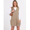 imageCaracilia Womens Sweater Vest Dress Wool Blend V Neck Sleeveless Loose Fit Casual 2025 Fall Short Tank Dresses with PocketsKhaki