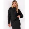 imageCaracilia Womens 2 Piece Skirts Sets Fuzzy Fleece Sweater Long Sleeve Knit Tops Midi Skirt Travel Matching Outfits 2025 FallBlack