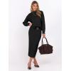 imageCaracilia Womens 2 Piece Skirts Sets Fuzzy Fleece Sweater Long Sleeve Knit Tops Midi Skirt Travel Matching Outfits 2025 FallBlack