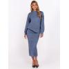 imageCaracilia Womens 2 Piece Skirts Sets Fuzzy Fleece Sweater Long Sleeve Knit Tops Midi Skirt Travel Matching Outfits 2025 FallDeep Grey Blue