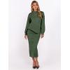 imageCaracilia Womens 2 Piece Skirts Sets Fuzzy Fleece Sweater Long Sleeve Knit Tops Midi Skirt Travel Matching Outfits 2025 FallLawn Green