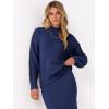 imageCaracilia Womens 2 Piece Skirts Sets Fuzzy Fleece Sweater Long Sleeve Knit Tops Midi Skirt Travel Matching Outfits 2025 FallNavy Blue