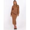 imageCaracilia Womens 2 Piece Skirts Sets Fuzzy Fleece Sweater Long Sleeve Knit Tops Midi Skirt Travel Matching Outfits 2025 FallOchre