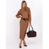 imageCaracilia Womens 2 Piece Skirts Sets Fuzzy Fleece Sweater Long Sleeve Knit Tops Midi Skirt Travel Matching Outfits 2025 FallOchre