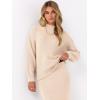 imageCaracilia Womens 2 Piece Skirts Sets Fuzzy Fleece Sweater Long Sleeve Knit Tops Midi Skirt Travel Matching Outfits 2025 FallParchment