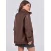 imageCaracilia Womens Oversized Leather Jacket Faux Suede Motorcycle Coat 2025 Fall Fashion Outfits Winter ClothesCoffee