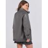 imageCaracilia Womens Oversized Leather Jacket Faux Suede Motorcycle Coat 2025 Fall Fashion Outfits Winter ClothesGrey
