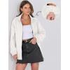 imageCaracilia Womens Oversized Leather Jacket Faux Suede Motorcycle Coat 2025 Fall Fashion Outfits Winter ClothesWhite